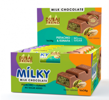 SNAQ FABRIQ Молочный шоколад с фисташковой пастой и хрустящим тестом 34г — 65fit