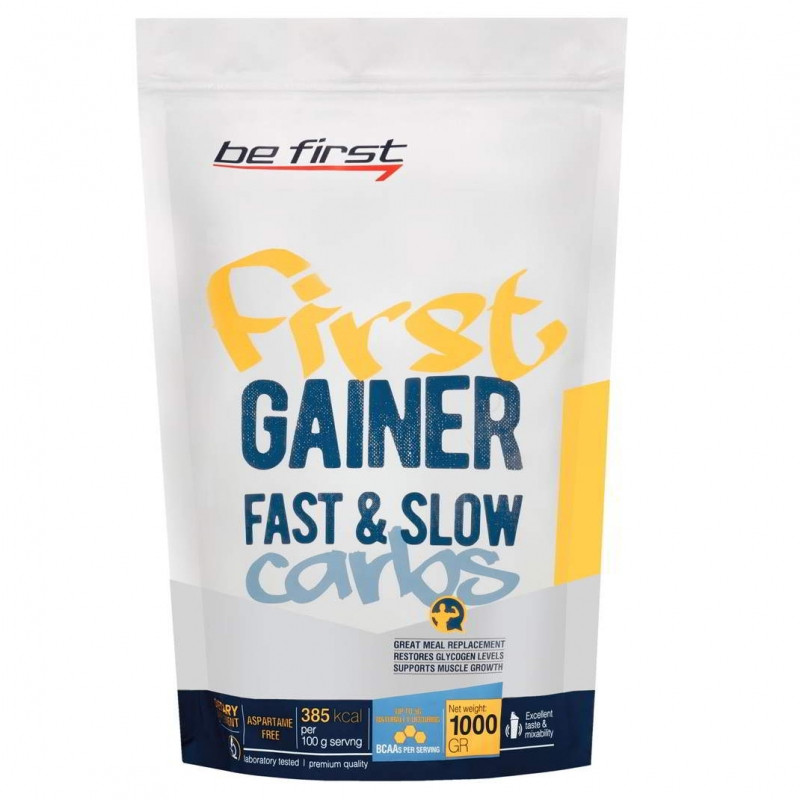 First Gainer Fast & Slow Carbs ваниль 1000гр, BE FIRST фото 1 — 65fit