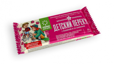 ДЕТСКИЙ ПЕРЕКУС Батончик-мюсли с малиной и сливками 25г — 65fit