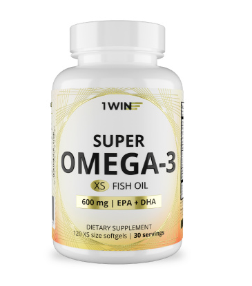 1WIN Omega-3 - 60%, XS 1200 мг , 120 капсул, бад фото 1 — 65fit