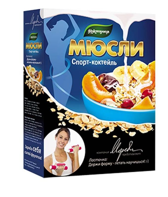 Мюсли без добавления сахара Спорт-коктейль 400гр, Фруктовница фото 1 — 65fit