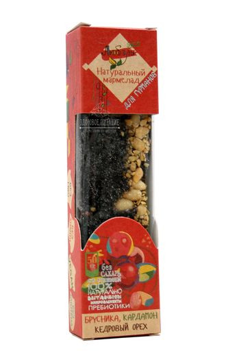 Мармелад натур для гурманов брусника+кедровый орех+кардамон 50гр — 65fit