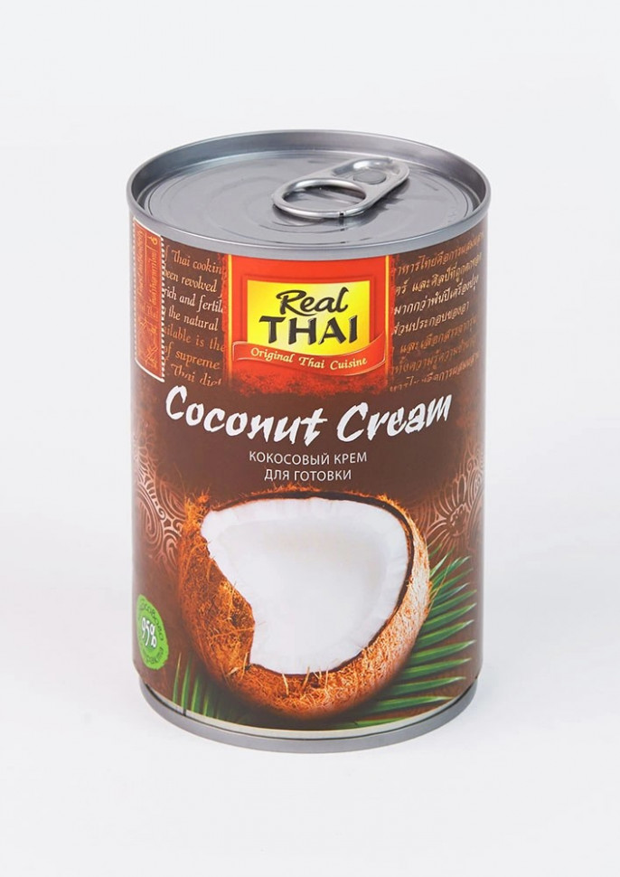 REAL THAI Сливки кокосовые 95% (жирность 20-22%) ж/б 400мл фото 1 — 65fit