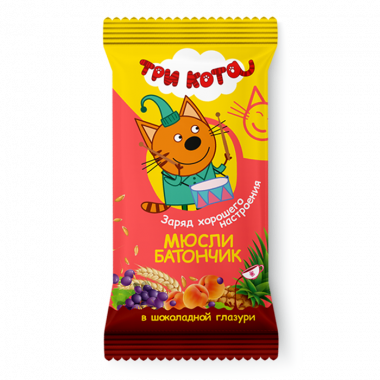 ТРИ КОТА Мюсли батончик в шоколадной глазури 40г — 65fit