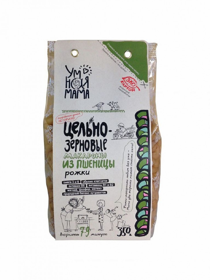 УМНАЯ МАМА Макароны из пшеницы "Рожки" 350г фото 1 — 65fit