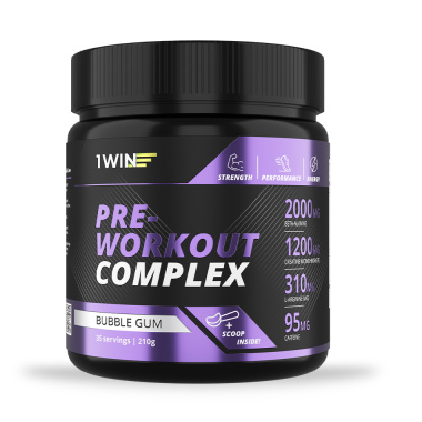 1WIN Предтрен Pre-workout, Бабл Гам, 35 порций, спп фото 1 — 65fit