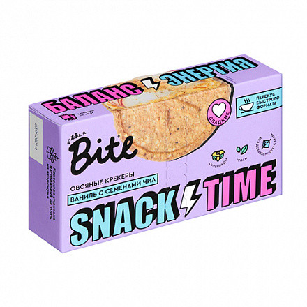 BITE КРЕКЕРЫ Овсяные сладкие со вкусом ванили и семинами чиа 125г фото 1 — 65fit