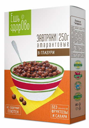 ЕШЬ ЗДОРОВО Завтраки амарантовые с темным шоколадом 250г — 65fit