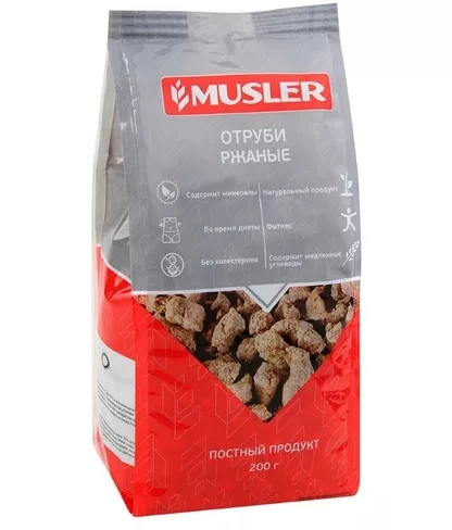 MUSLER Отруби хрустящие экструдированные «Ржаные» 200г фото 1 — 65fit