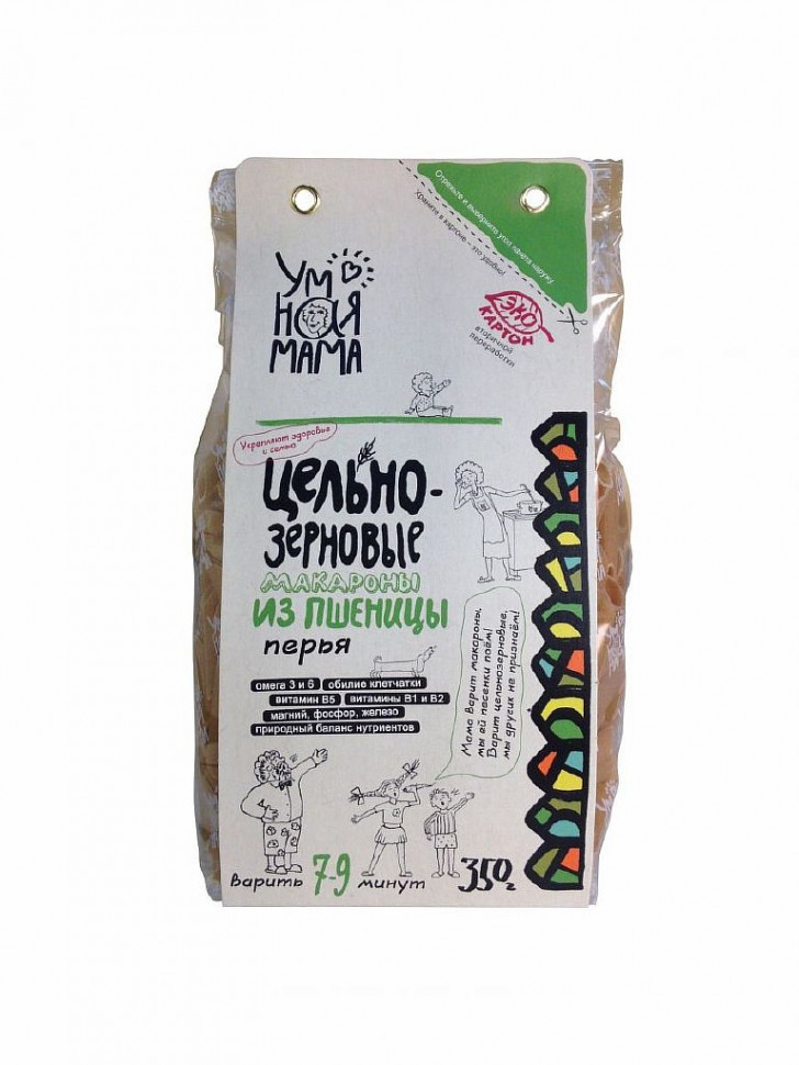 УМНАЯ МАМА Макароны из пшеницы "Перья" 350г фото 1 — 65fit
