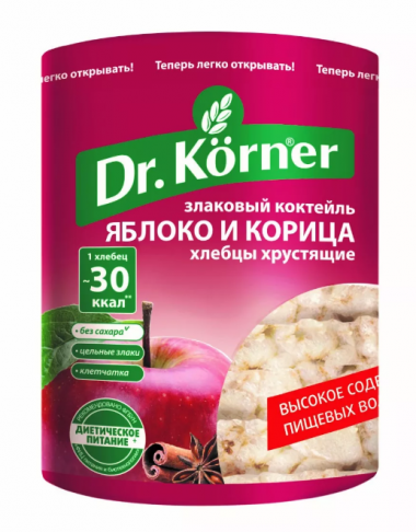 DR.KORNER Хлебцы &quot;Злаковый коктейль&quot; яблоко и корица 90г — 65fit