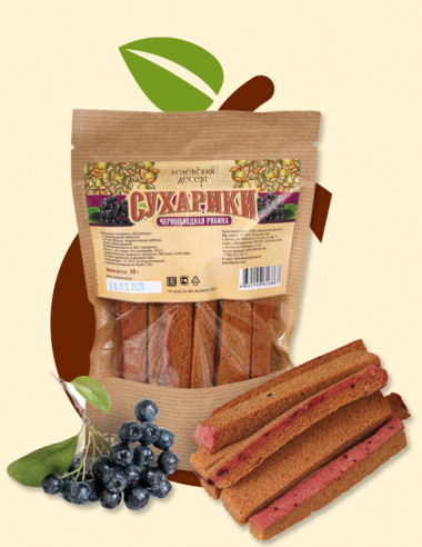 Сухарики из пастилы Десертные с черноплодной рябиной 50гр Белевская — 65fit