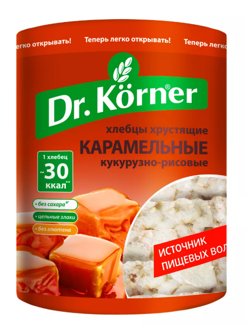 DR.KORNER Хлебцы "Кукурузно-рисовые" карамельные 90г фото 1 — 65fit