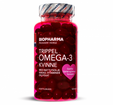 Tripple Kvinne k2 Omega-3 120 caps, BioPharma — 65fit