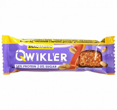 АКЦИЯ 2+1**_SNAQ FABRIQ Qwikler Батончик глазированный "Мягкий грильяж с арахисом" 40г/30 &mdash; 65fit
