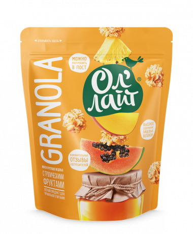 Запеченная гранола (мюсли) с тропическими фруктами 280гр, Ол'Лайт — 65fit