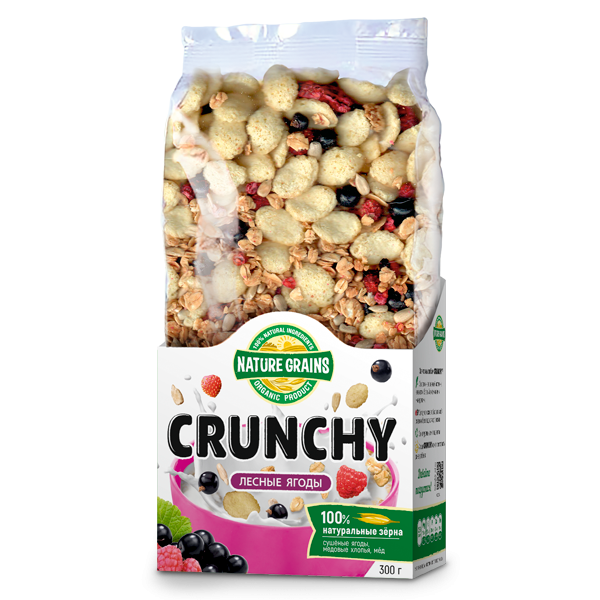 Завтраки сухие с лесными ягодами 300гр, Crunchy фото 1 — 65fit