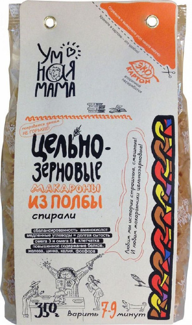 УМНАЯ МАМА Макароны из полбы &quot;Спирали&quot; 350г — 65fit