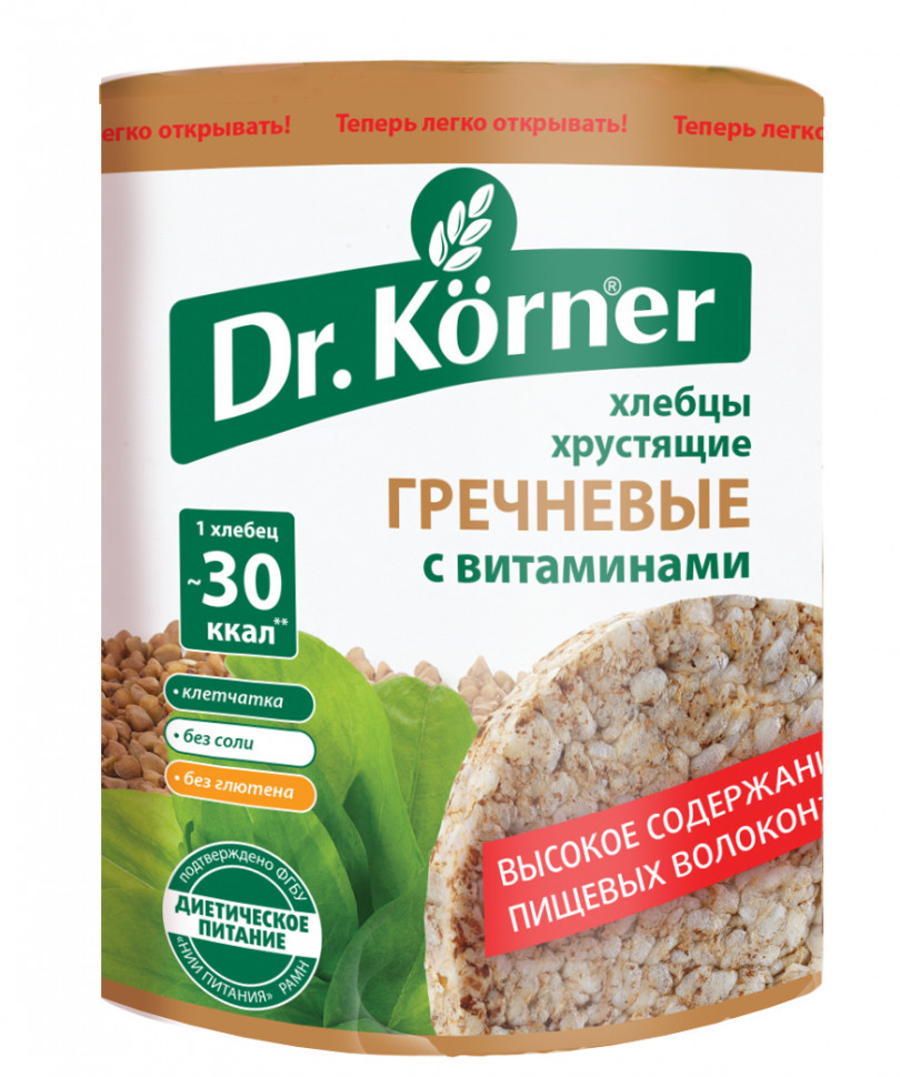 DR.KÖRNER Хлебцы хрустящие "Гречневые с витаминами" 100г фото 1 — 65fit
