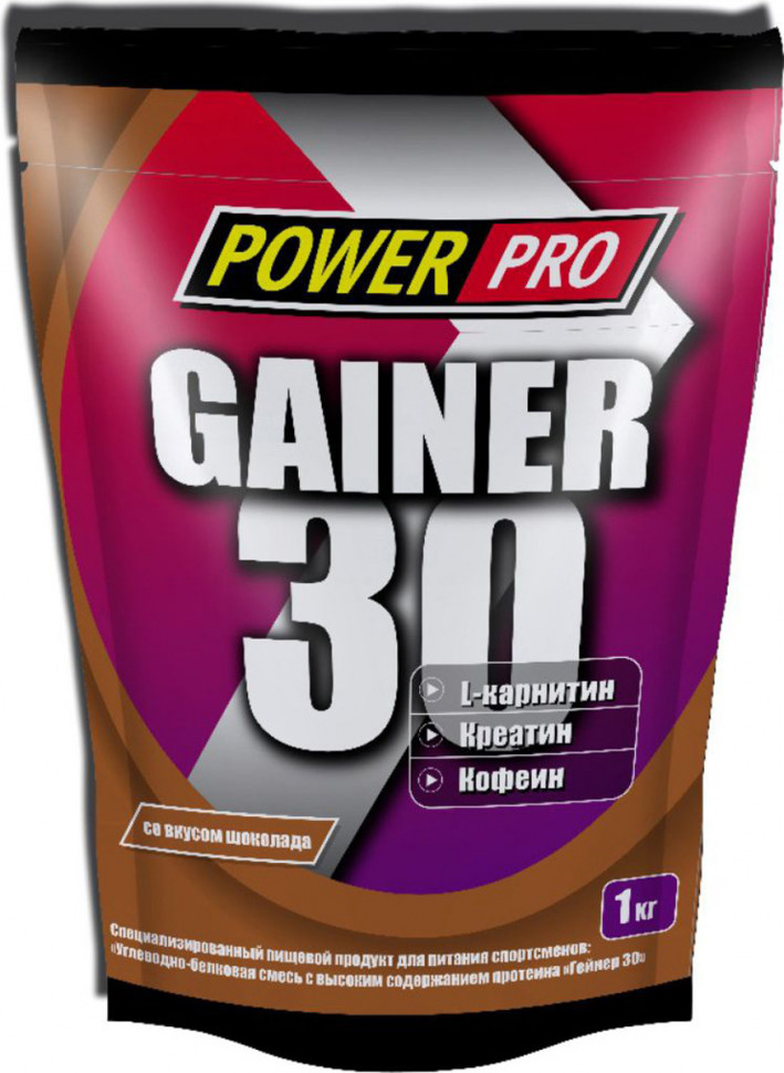 Gainer 30 шоколад 1кг, PowerPro фото 1 — 65fit