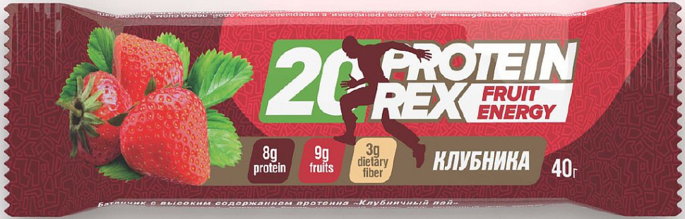 Протеиновый батончик Клубничный пай 40гр, Protein Rex фото 1 — 65fit