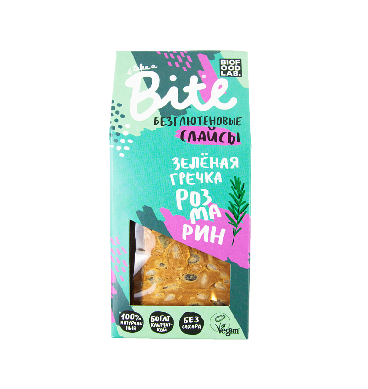BITE Слайсы пряные из зеленой гречки с розмарином и томатами 100г фото 1 — 65fit