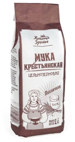 ЖИТНИЦА ЗДОРОВЬЯ Мука пшеничная цельнозерновая КРЕСТЬЯНСКАЯ 100% 1кг — 65fit