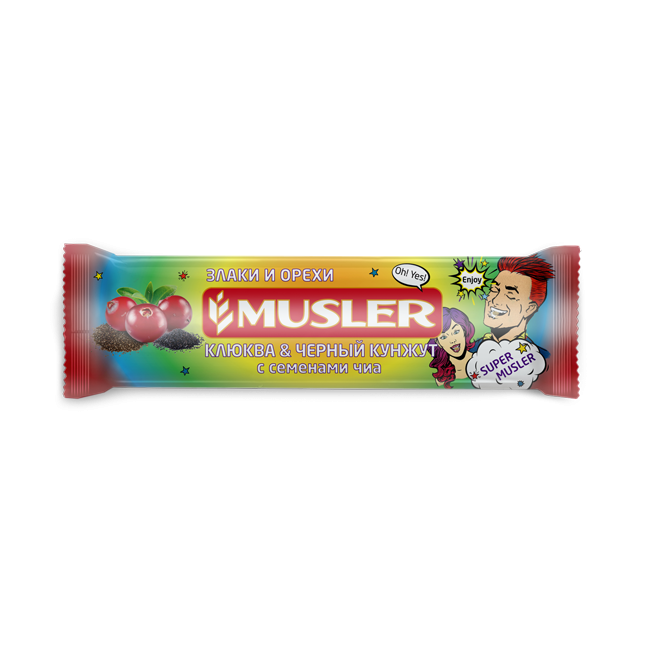 MUSLER Батончик "Клюква и черный кунжут с семенами чиа" 30г/25 фото 1 — 65fit
