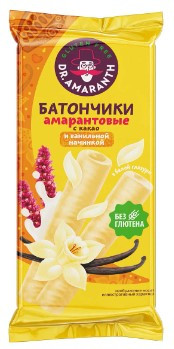 DR.AMARANTH Батончики амарантовые с Какао и ванильной начинкойв белой глазури 19г/20 &mdash; 65fit