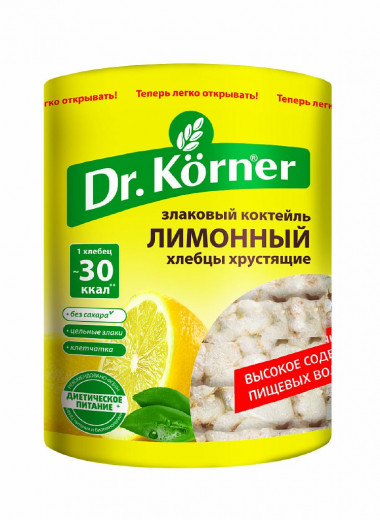 DR.KORNER Хлебцы &quot;Злаковый коктейль&quot; лимонный 100г — 65fit