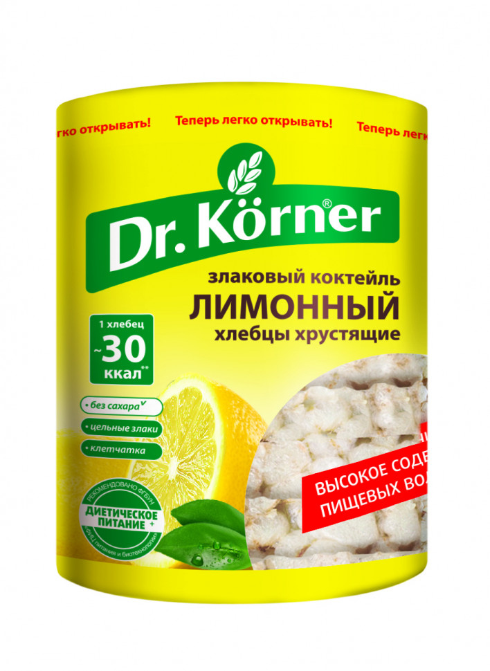 DR.KÖRNER Хлебцы "Злаковый коктейль" лимонный 100г фото 1 — 65fit