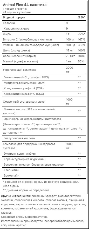 ANIMAL Комплекс для суставов и связок Animal Flex 44 пакетика — 65fit