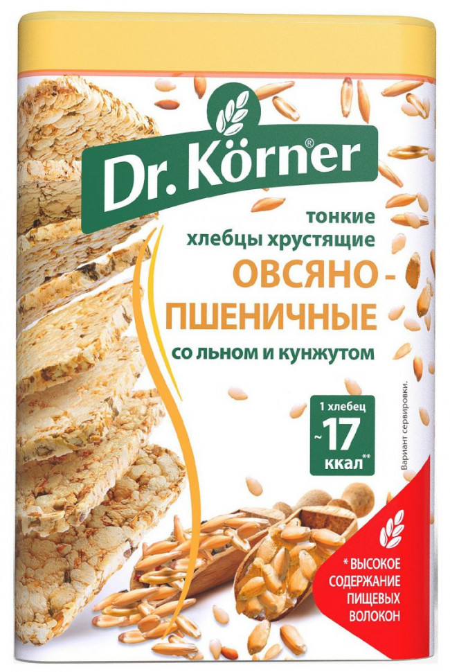 Хлебцы"Овсяно-пшеничные"100гр, Dr. Korner фото 1 — 65fit
