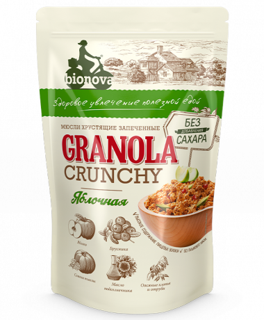 Гранола (Мюсли)  Яблочная 400гр, Bionova — 65fit