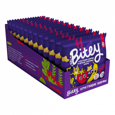 BITEY Паффы хрустящие со вкусом «Клубника-банан» 20г — 65fit