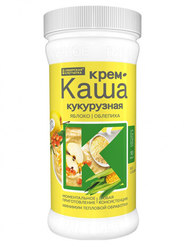 СИБИРСКАЯ® КЛЕТЧАТКА Крем-каша &quot;Кукурузная с яблоком, облепихой и ягодами&quot; 350г — 65fit