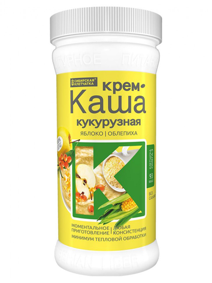 СИБИРСКАЯ® КЛЕТЧАТКА Крем-каша "Кукурузная с яблоком, облепихой и ягодами" 350г фото 1 — 65fit