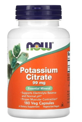 NOW Potassium Citrate 99 mg Veg 180 Capsules — 65fit