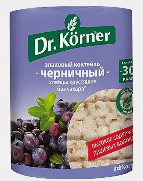 DR.KORNER Хлебцы "Злаковый коктейль" черничный сэмп 100г фото 1 — 65fit