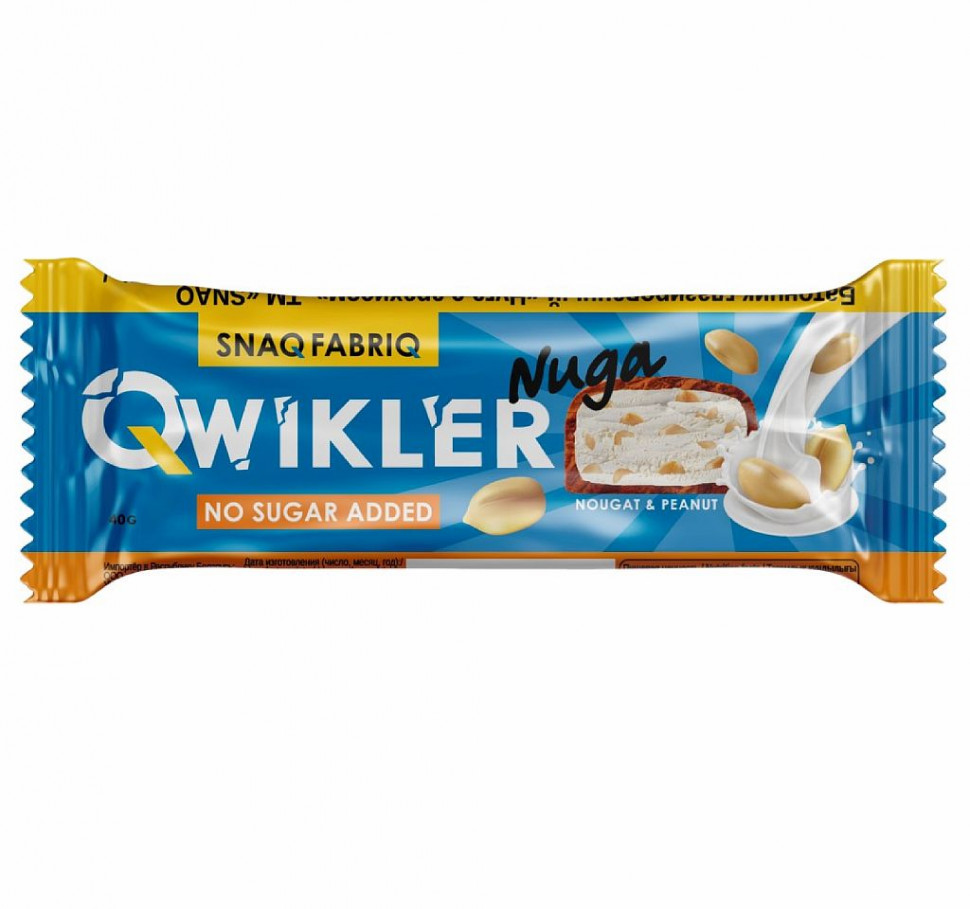 SNAQ FABRIQ Qwikler Батончик глазированный "Нуга с арахисом" 40г фото 1 — 65fit