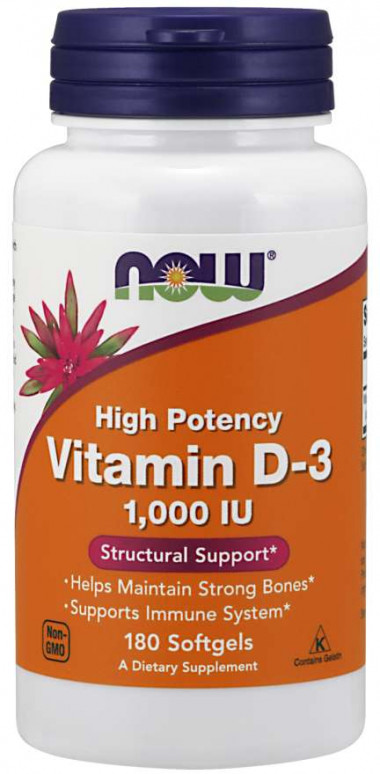 NOW Vitamin D-3 1000 IU 180 Softgels — 65fit