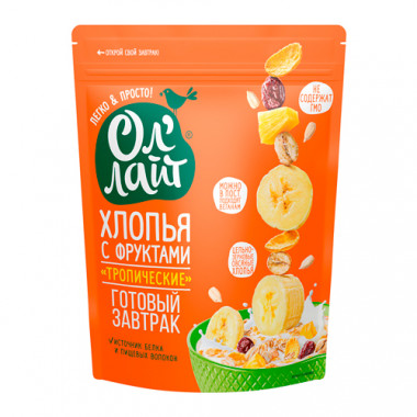 #Ол'Лайт® Хлопья с фруктами Тропик 300гр — 65fit