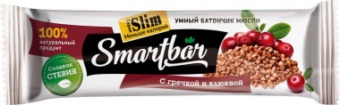 SMARTBAR Батончик мюсли Slim &quot;Гречка и клюква&quot; 25г — 65fit
