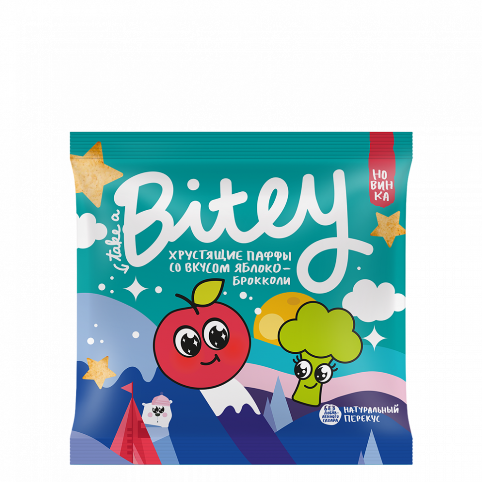 BITEY Паффы хрустящие со вкусом «Яблоко-брокколи» 20г фото 1 — 65fit
