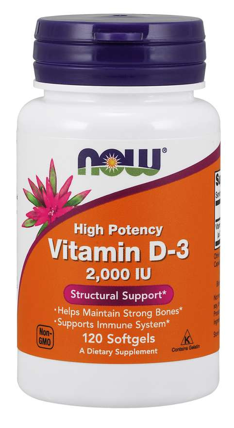 NOW Vitamin D-3 2000 IU 120 Softgels фото 1 — 65fit