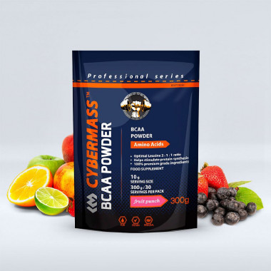#Аминокислоты BCAA powder 2:1:1 Фруктовый пунш 300 гр, Cybermass — 65fit