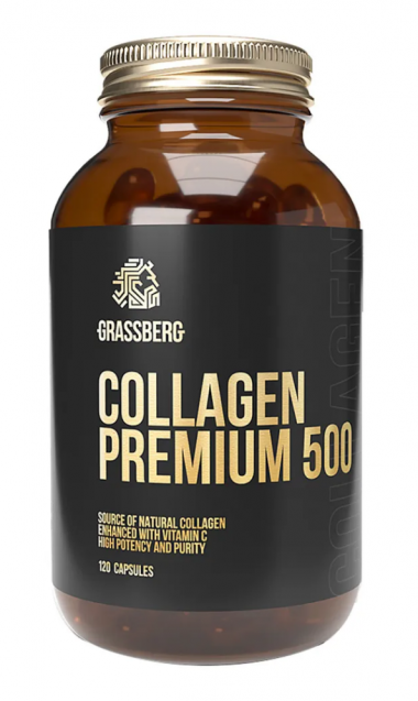 #GRASSBERGCollagen Premium 500mg+Vit C 40mg 120caps — 65fit