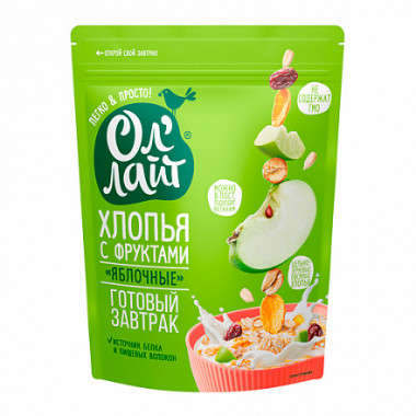 #Ол'Лайт® Хлопья с фруктами Яблочные 300гр — 65fit