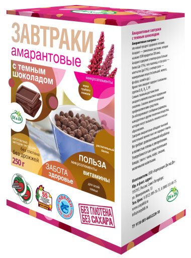 Di&amp;Di Завтраки амарантовые с темным шоколадом 250г — 65fit