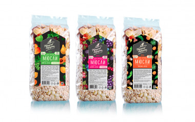 Мюсли без добавления сахара Берри-Скво с отрубями 900гр, Ручной Скворец — 65fit